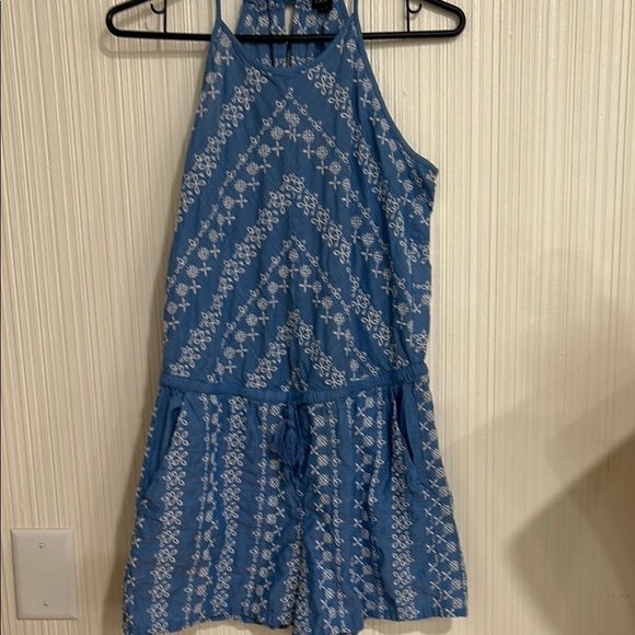 LOFT Blue and White Embroidered Romper - Picture 2 of 11